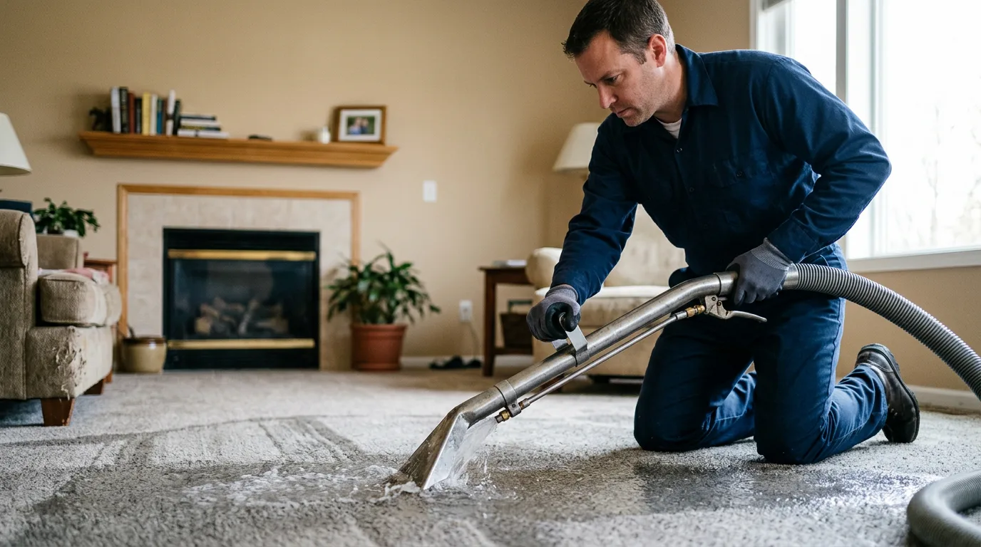 Water damage restoration technician working near Taunton, MA